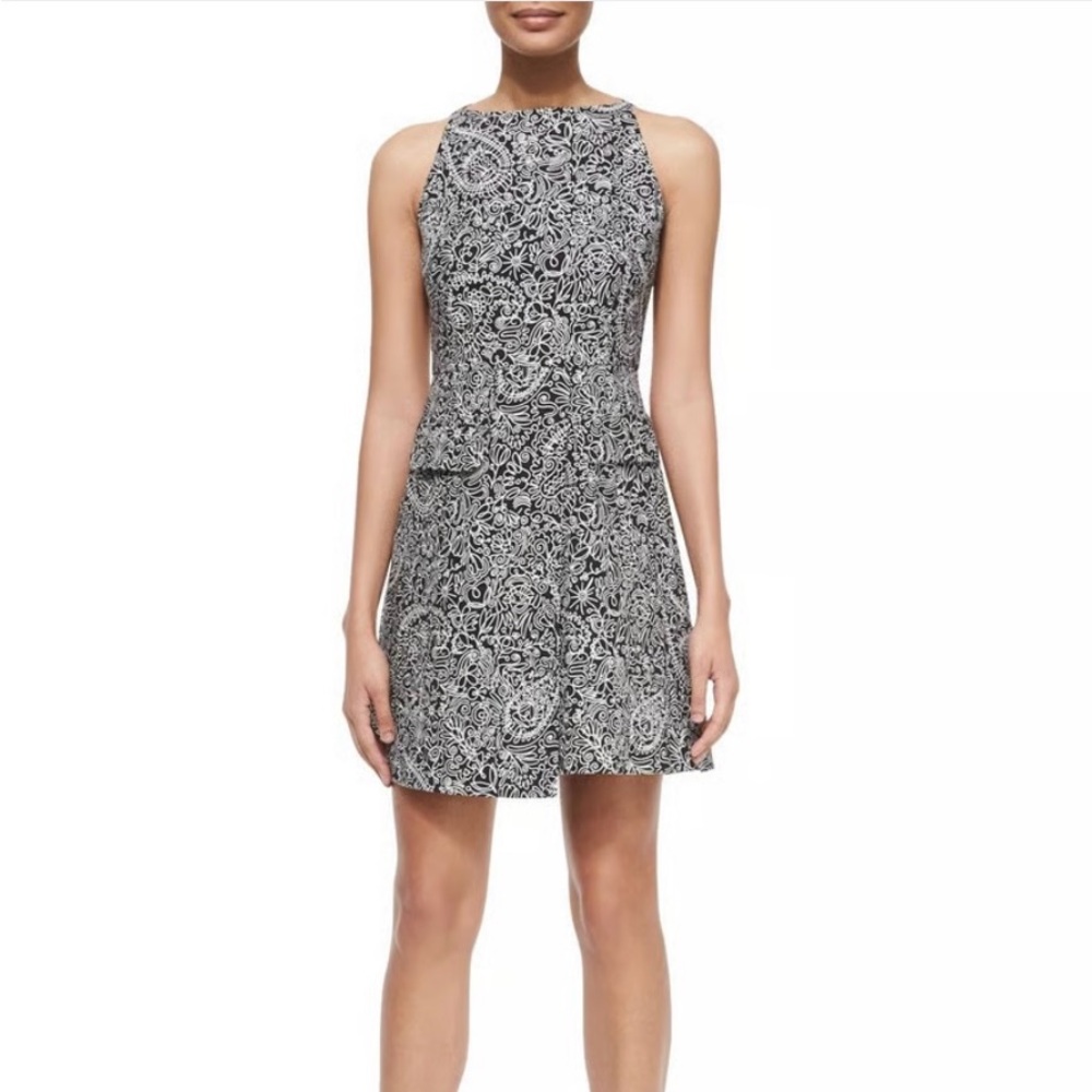 Tory Burch Women's Black & White Paisley Doodle Sheath Mini Dress Size 12